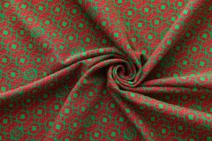 ткань трикотаж красно-зелёный с узором (жаккард) Италия